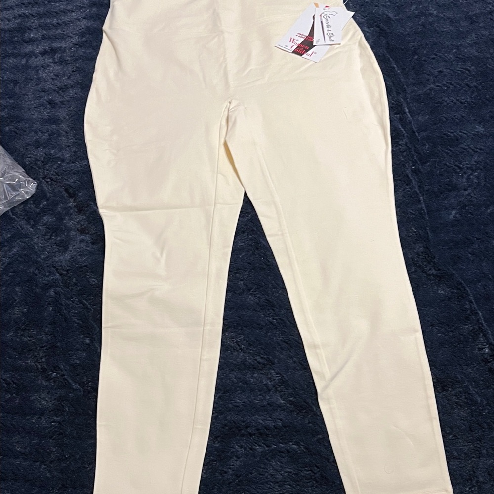 Women with Control Cream Winter White Pants -Large Tall